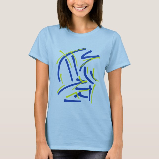 Eastern Pictograms - Blues, Yellows T-Shirt (Front)