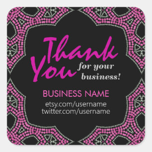 Eastern Pink Mosaic Thank You Business sticker