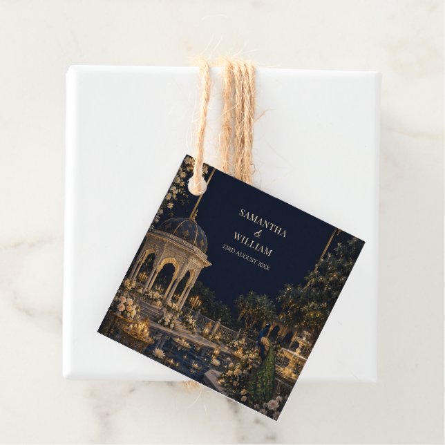 Eastern Royal Wedding Peacock Favour Tags (In Situ)