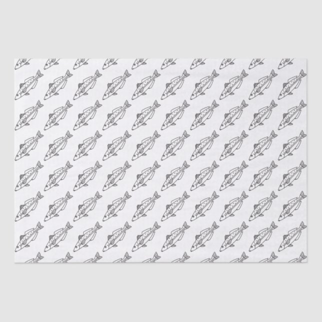 Eastern School Whiting Fish in Black and White Tissue Paper (Front)
