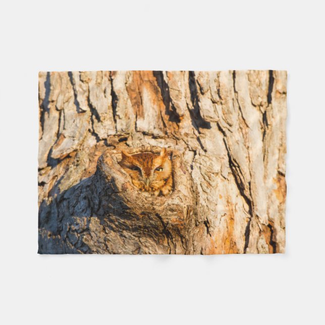 Eastern Screech-Owl Fleece Blanket (Front (Horizontal))
