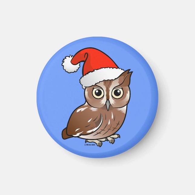 Eastern Screech Owl Santa Magnet (Front)