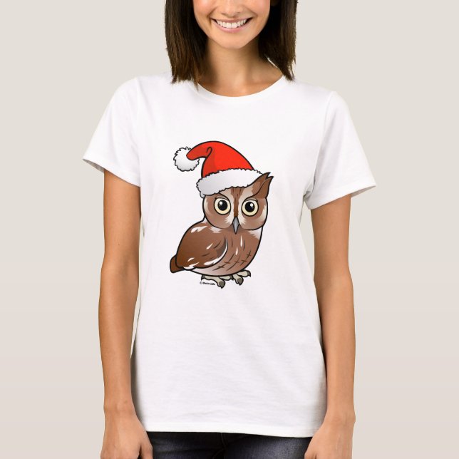 Eastern Screech Owl Santa T-Shirt (Front)