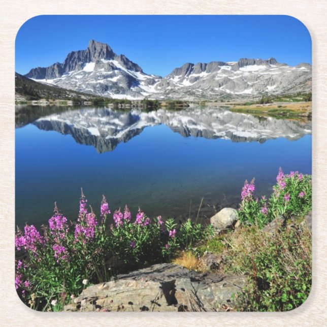Eastern Sierra Mountains Square Paper Coaster (Front)