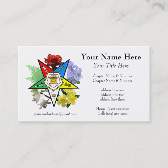 Eastern Star Floral Business Card (Front)