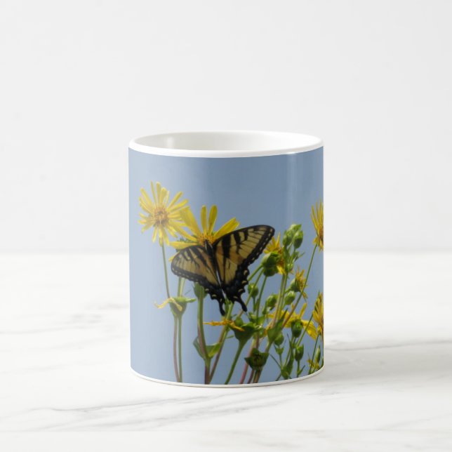 Eastern Tiger Swallowtail on Yellow Daisies Coffee Mug (Center)