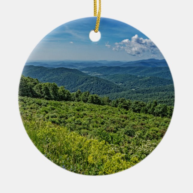Eastern View from Shenandoah National Park Ceramic Tree Decoration (Front)