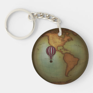 Eastern & Western Hemispheres Neo-Victorian Atlas  Key Ring