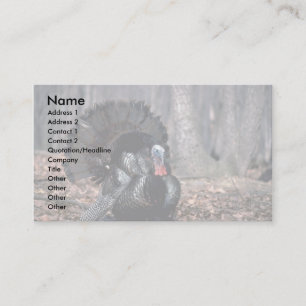 Eastern wild turkey strutting in woods business card