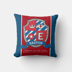 Easton name meaning kid red blue bird cushion