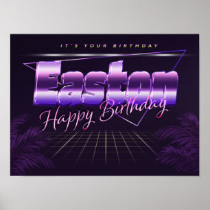 Easton Name Vorname lila retro Poster Geburtstag
