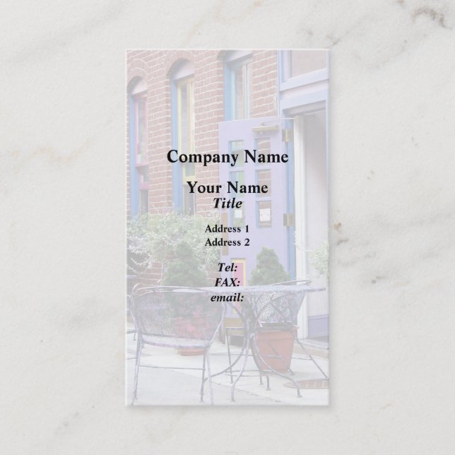 Easton PA - Outdoor Seating Business Card (Front)