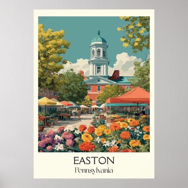 Easton Pennsylvania Vintage Town Square Art Poster (Front)
