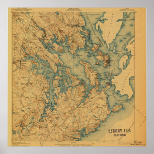 Eastport and Lubec Maine Vintage Map Poster