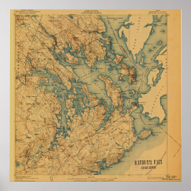 Eastport and Lubec Maine Vintage Map Poster (Front)
