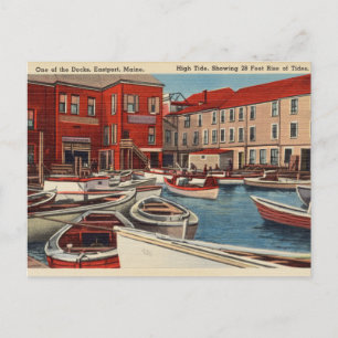 Eastport, Maine, High Tide, Ships in Port Postcard