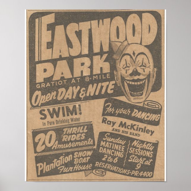 Eastwood Amusement Park, Michigan, 1948 Ad Poster (Front)