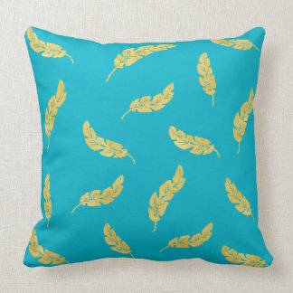 Easy as a Feather Turquoise Yellow Pillow