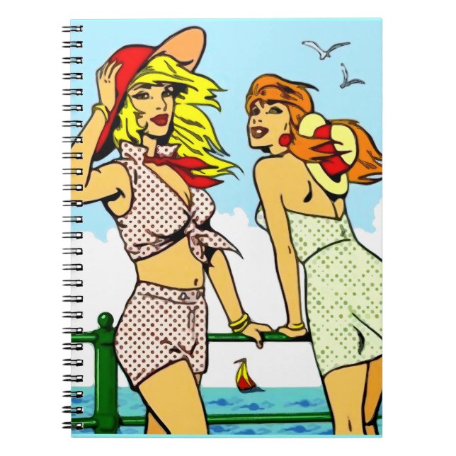 Easy Breezy Beach Babes Spiral Notebook (Front)
