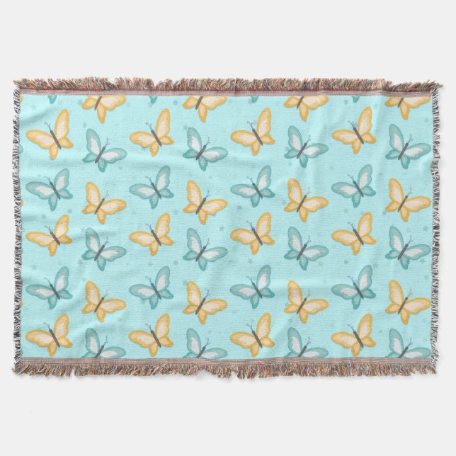 Easy Butterfly Nail Art Throw Blanket (Front)