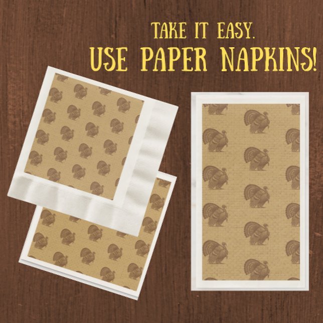 Easy Care Vintage Turkey Rustic Faded Gold Napkin (Makes a nice hostess gift too.)