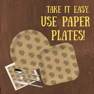 Easy Care Vintage Turkey Rustic Faded Gold Paper Plate