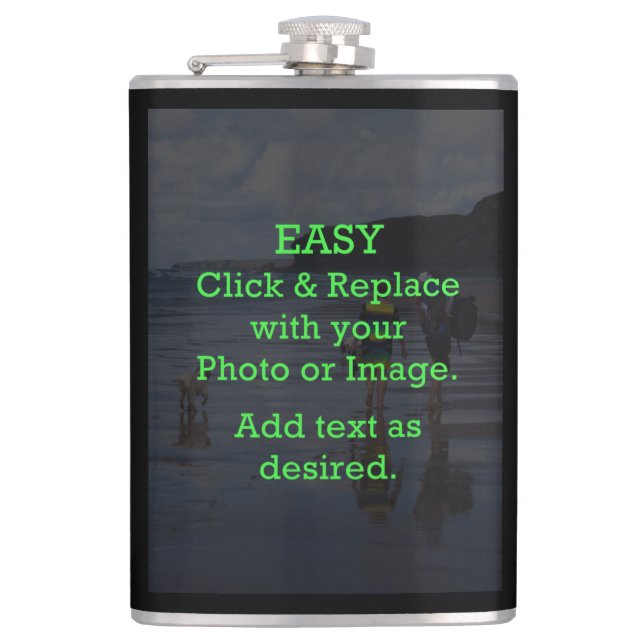 Easy Click & Replace Image to Create Your Own Hip Flask (Front)