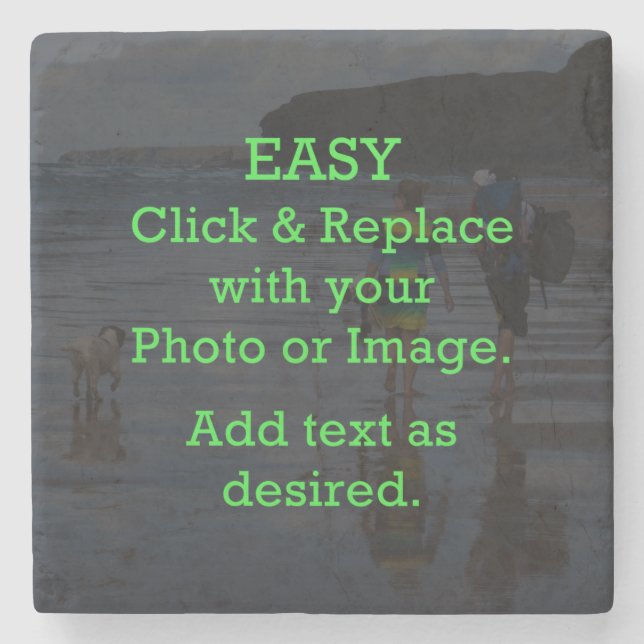 Easy Click & Replace Image to Create Your Own Stone Coaster (Front)