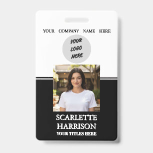 Easy clip personalize employee Business logo black ID Badge