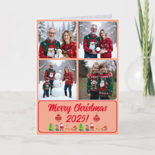 Easy Custom 4 Photo Digital Greeting Xmas Card