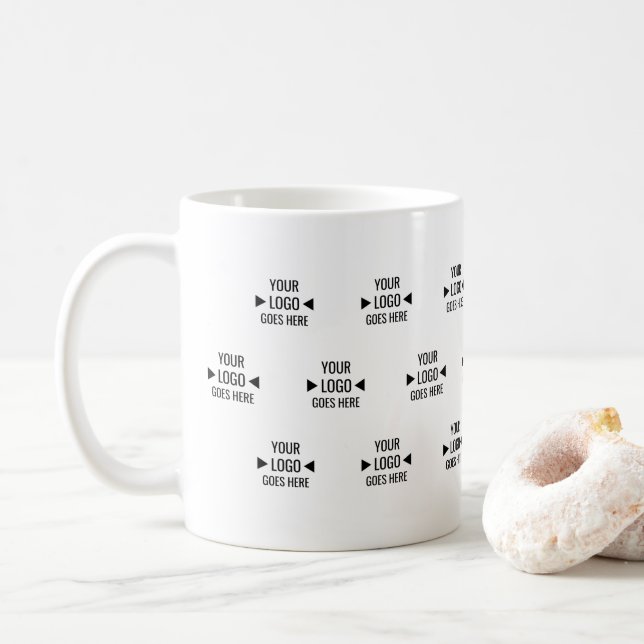 Easy Custom Corporate Business Logo Pattern Coffee Mug (With Donut)