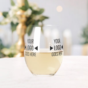 Easy Custom Corporate Business Logo Pattern Stemless Wine Glass