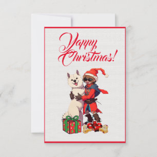 Easy Custom Cute Samoyed Dog With  Girl Xmas Card