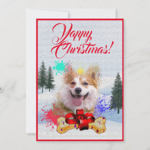 Easy Custom Funny Corgi Dog Yappy Xmas Card