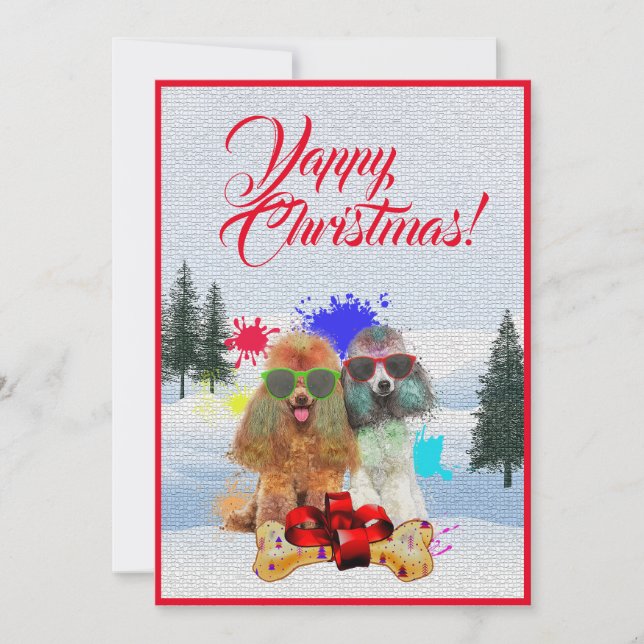 Easy Custom Funny Poodle Dog Christmas Card (Front)
