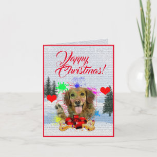 Easy Customisable Cute Golden Retriever Xmas Card