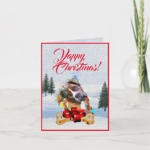 Easy Customisable Cute Pittie Dog Yappy Xmas Card
