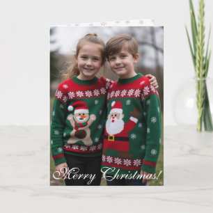 Easy Customisable Digital One Photo Folded Xmas Card