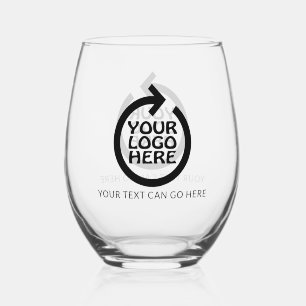 Easy design unique business personalised logo stemless wine glass