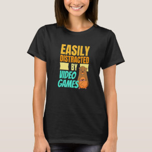 Easy Distracted By Video Games Gaming Nerd T-Shirt