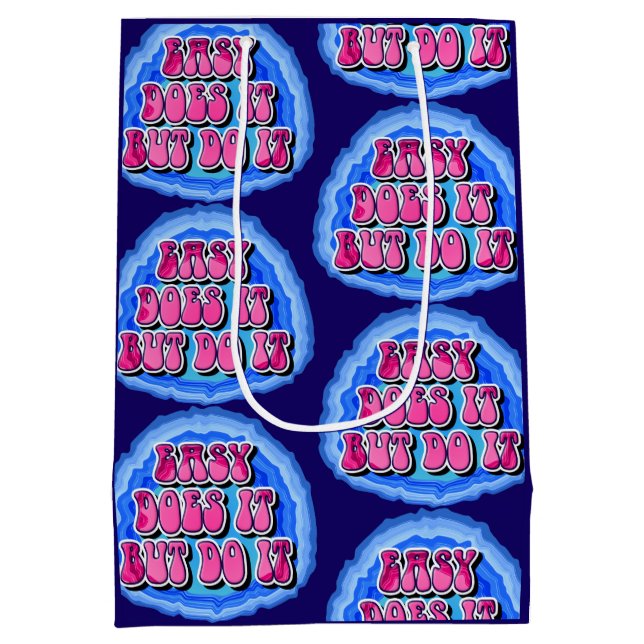 Easy Does It Geode 12 Step AA Recovery Slogan Medium Gift Bag (Back)