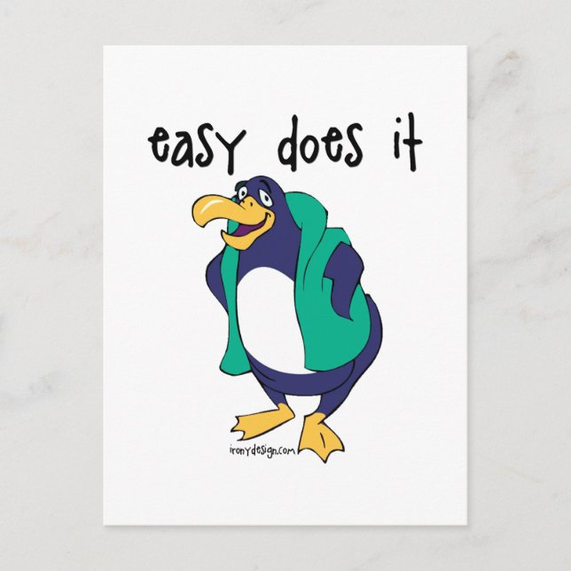 Easy Does It Penguin Postcard (Front)