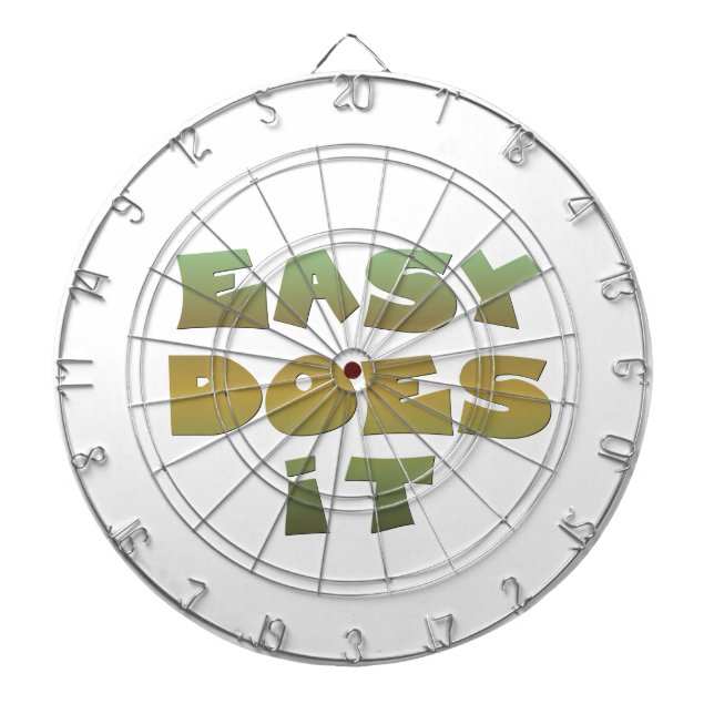 Easy Does It Recovery Slogan Quote Green Gold Text Dartboard (Front)
