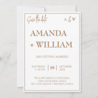 easy Editable modern Leaf Monogram save the date