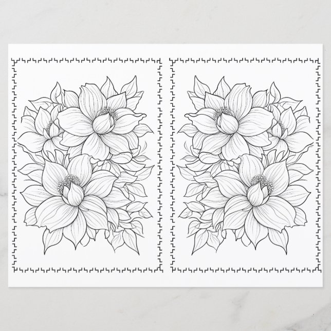 Easy Elegant Floral Colouring Page  (Front)