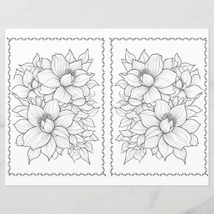 Easy Elegant Floral Colouring Page