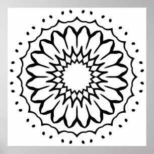 Easy Flower Mandala Colouring Page Bold Petals Poster