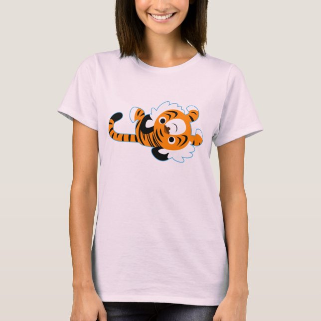 Easy-Going Cute Cartoon Tiger  Women T-Shirt (Front)