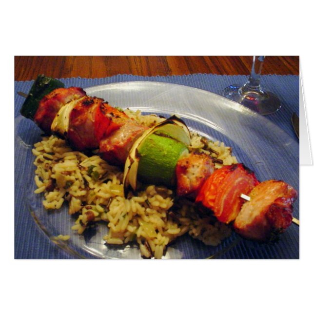 Easy Grilled Shish Kebab Recipe Note Card (Front Horizontal)