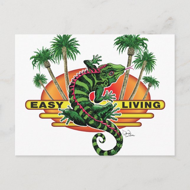 Easy Living Lizard on the Beach Postcard (Front)